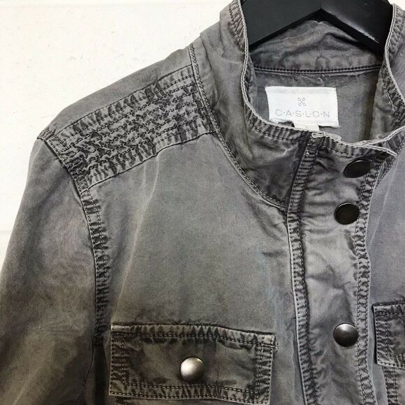 CASLON Women’s Utility Jacket Gray Wash 4 Pockets Casual Long Sleeve Siz… - Picture 2 of 14